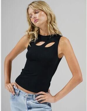 LNA Luna Cut Out Tank Top in Black XS